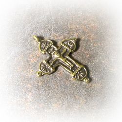 Rustic brass cross with a crucifix,Vintage Brass Cross necklace pendant,handmade cross jewelry,ukrainian jewelry,cross