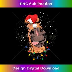 Horse Santa Hat Christmas Lights Riding Funny - Edgy Sublimation Digital File - Customize with Flair
