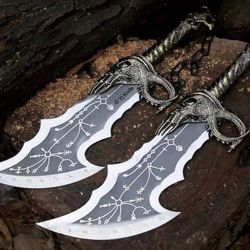God Of War Kratos Twin Blades Of Chaos, God Of War Swords Battle Ready Pairs Blades, Metal Cosplay, Prop Gift For Him