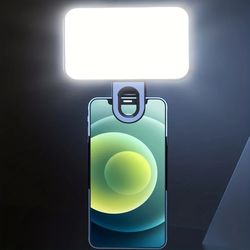 Portable Mini Selfie Fill Light Rechargeable 3 Modes Adjustable Brightness Clip On For Mobile Phone Computer.