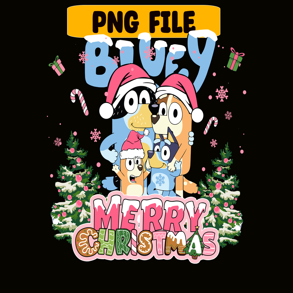 CRM13112302-Bluey Merry Christmas PNG, Family Bluey PNG, Santa Bluey PNG.png