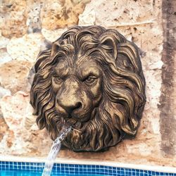 Fountain lion head for pool Lion head water spitter Lion head water feature for pool Water spout lion head