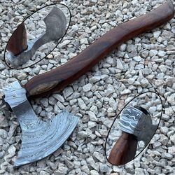 hand-forged viking axe | 18" carbon steel blade with etched design & string-wrapped wooden handle | leather sheath