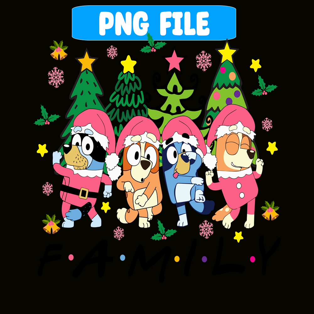 CRM13112320-Bluey Family Happy PNG, Christmas Time PNG, Bluey And Santa Claus PNG.png
