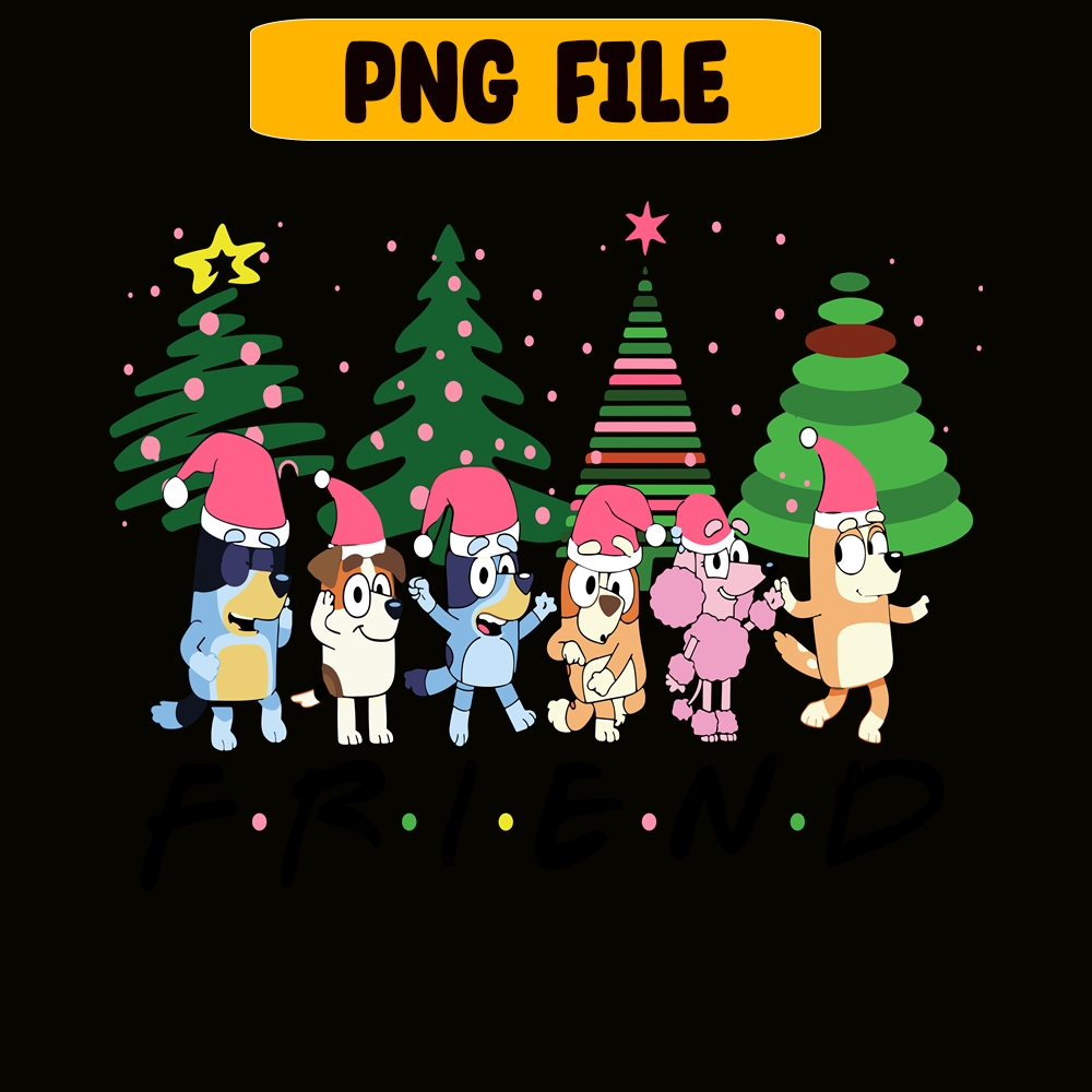CRM13112321-Bluey With Friends PNG, Christmas Tree PNG, Bluey And Santa PNG.png