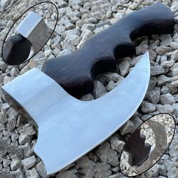 hand-forged viking axe | custom carbon steel tomahawk with hardwood handle & leather sheath | anniversary, wedding & gro