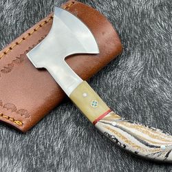 hand-forged viking tomahawk axe | 10" carbon steel blade, hardwood handle & thick leather sheath | groomsmen father gift