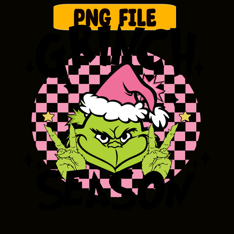 CRM13112331-Grinch Season PNG, Grinch Say Hi PNG, Pink Christmas PNG.png