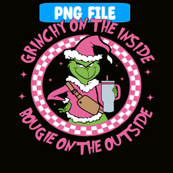 grinch on the inside svg png dxf eps jpg, bougie on the outside svg, fashion grinch svg