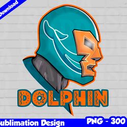 Dolphins Png, Football mascot, dolphins t-shirt design PNG for sublimation, mexican wrestler style