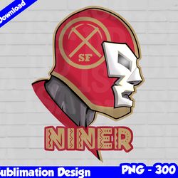 Niners Png, Football mascot, 49ers t-shirt design PNG for sublimation, mexican wrestler style