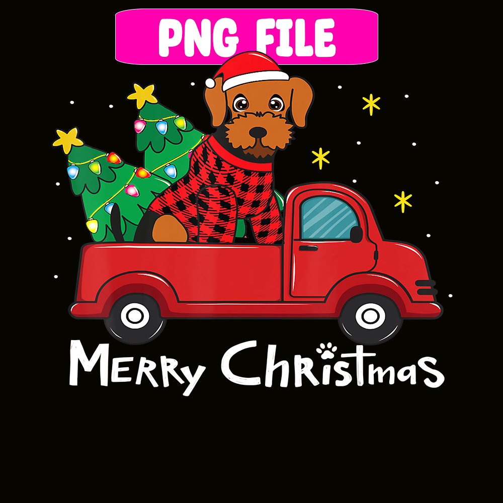 CRMD18102312-Airedale Terrier Christmas Truck Tree Png, Christmas Dog Moods Png, Cute Gifts Png CRMD18102312.png
