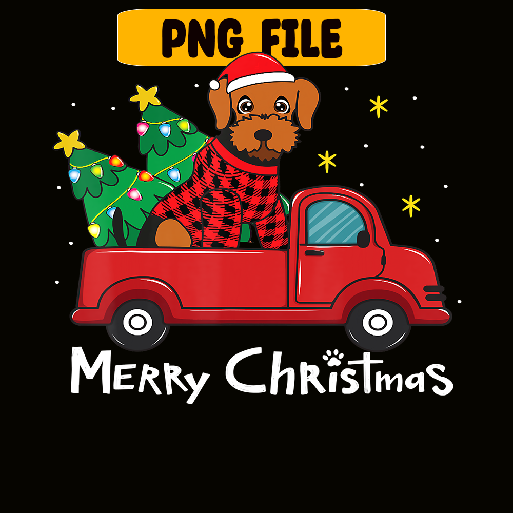 CRMD18102312-Airedale Terrier Christmas Truck Tree Png, Christmas Dog Moods Png, Cute Gifts Png CRMD18102312.png