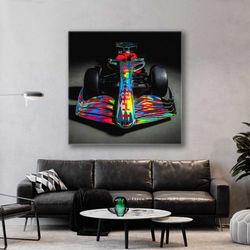 race car wall decor, gift for him, f1 car canvas art, roll up canvas, stretched canvas art, framed wall art painting
