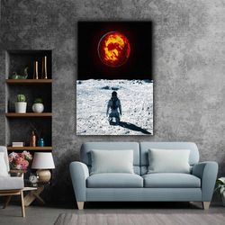 space kneeling astronaut cosmos space space moon roll up canvas, stretched canvas art, framed wall art painting