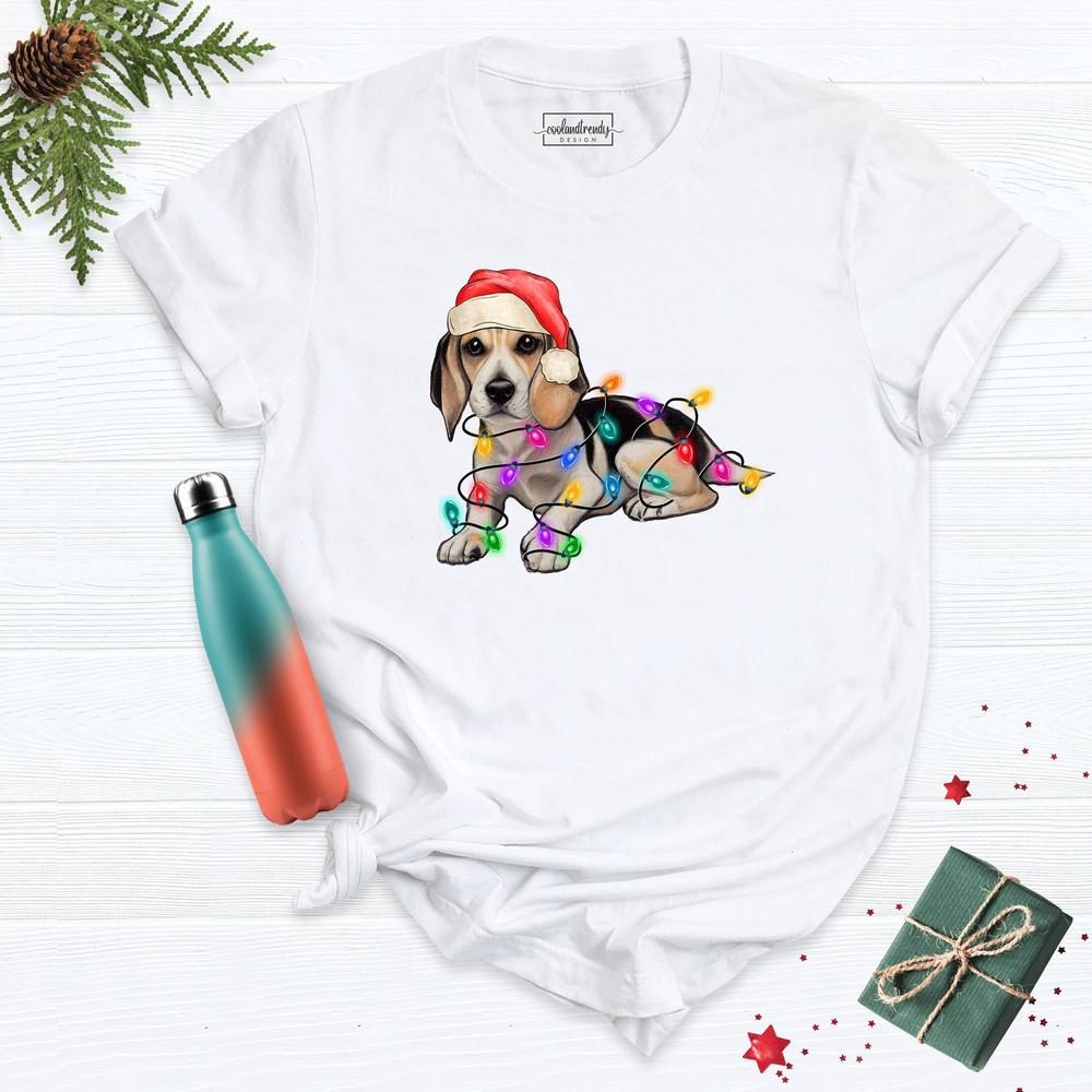 Beagle Christmas Shirt, Christmas Tree Lights Shirt, Dog Christmas Shirt, Dog Lover Shirt, Christmas Beagle Shirt, Beagle Lover Shirt.jpg