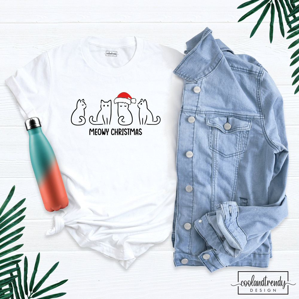 Cat Lover Christmas Shirt, Meowy Shirt, Funny Christmas Tee, Animal Lover T-shirt, Cute Kids Shirt, Christmas Family Shirt, Cat Tee.jpg