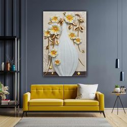 vase flower decorative modern roll up canvas, stretched canvas art, framed wall art painting