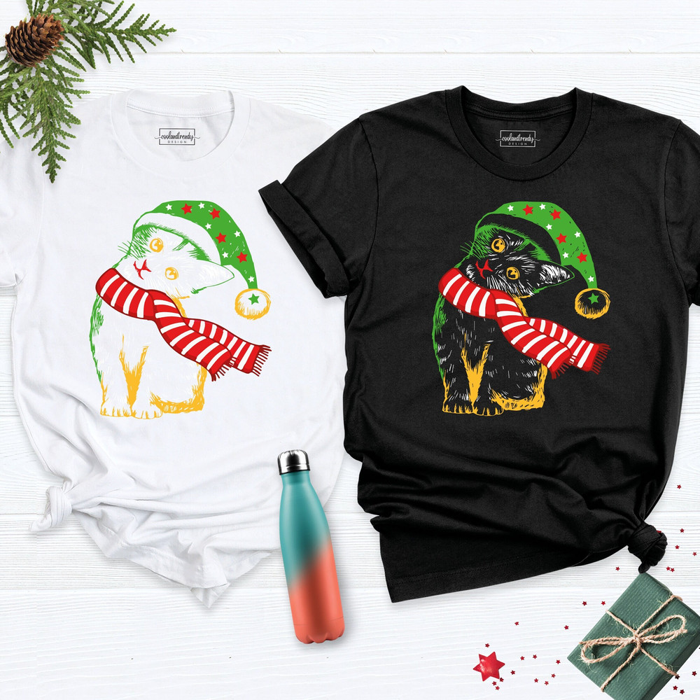 Christmas Cat Shirt, Custom Cat Shirt, Personalized Cat Shirt, Meowy Xmas Shirt, Kitten Christmas Shirt, Cat Lover Shirt, Cat Mom Tshirt.jpg