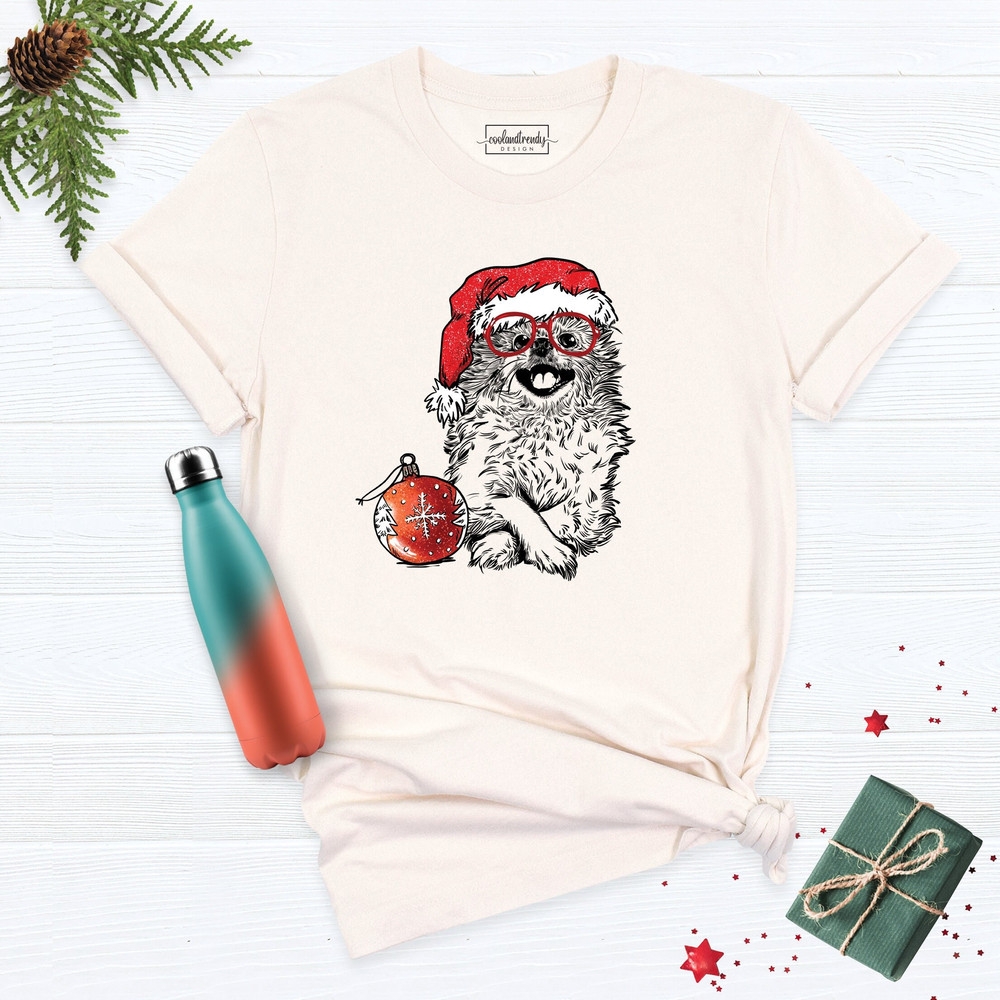 Christmas Dog Santa Hat Shirt, Christmas Party Clothing, Puppy Christmas Tshirt, Dog Owner Xmas Tee, Funny Dog Mom Shirt, Dog Lover Tee.jpg