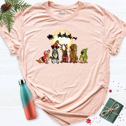 Christmas Dogs Moon Reindeer Shirt, Holiday Shirt, Santa Sleigh Shirt, Christmas Cute Dogs Shirt, Family Christmas Shirt