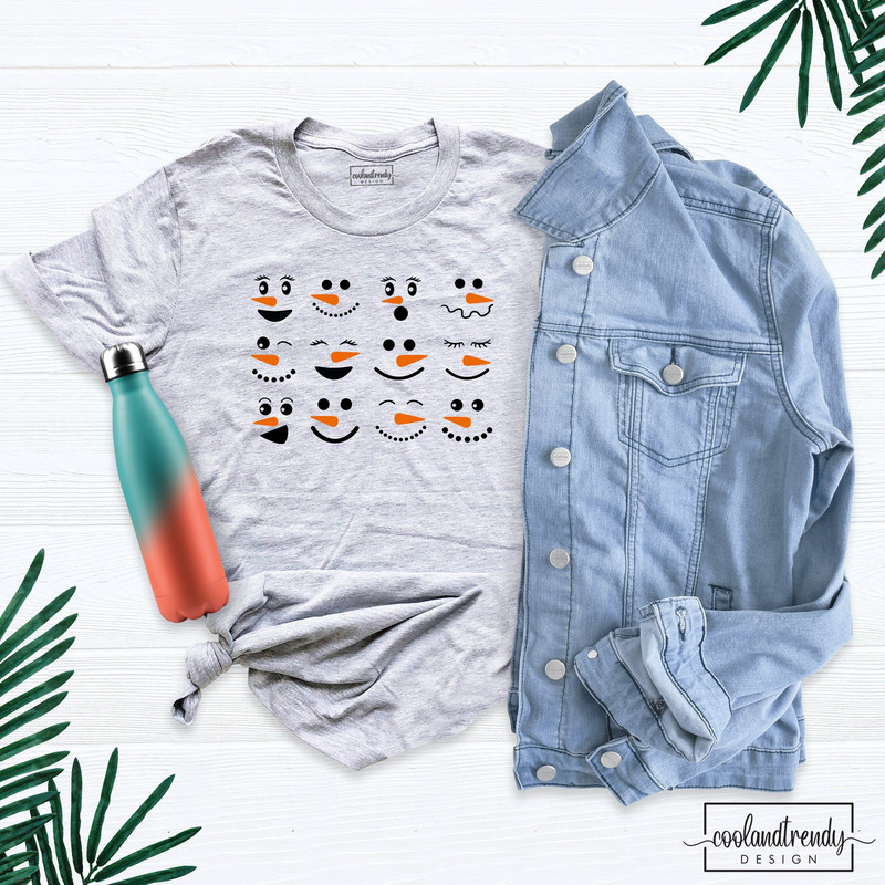 Christmas Family Matching Snowman Face Shirts, Family Xmas Party Shirt, Christmas Couple Outfit, Winter Christmas Party Outfit, Winter Shirt.jpg