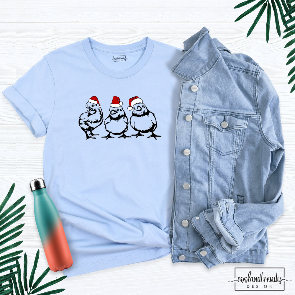 Christmas Farm Animals Shirt, Farmer Family Christmas Party Shirt, Cute Chick Christmas Shirt, Chicken Lover Shirt, Santa Chick Shirts.jpg