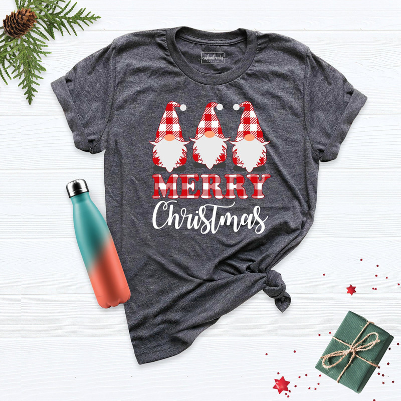 Christmas Gnomes Merry Shirt, Plaid Gnomes Shirt, Christmas Tree Shirt, Christmas Vibes Tee, Jesus Shirt, Gnomes Shirt, Gnomes Christmas Tee.jpg