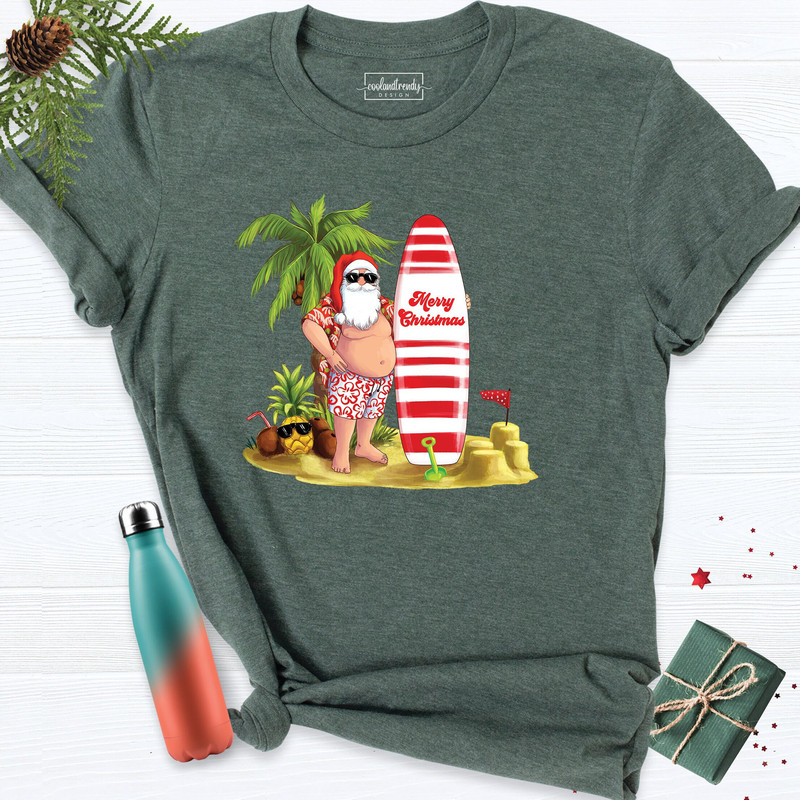 Christmas Hawaiian Santa Claus Shirt, Hawaii Christmas Family Matching Shirt, Christmas Palm Tree Shirt, Santa Xmas Holiday Shirt.jpg