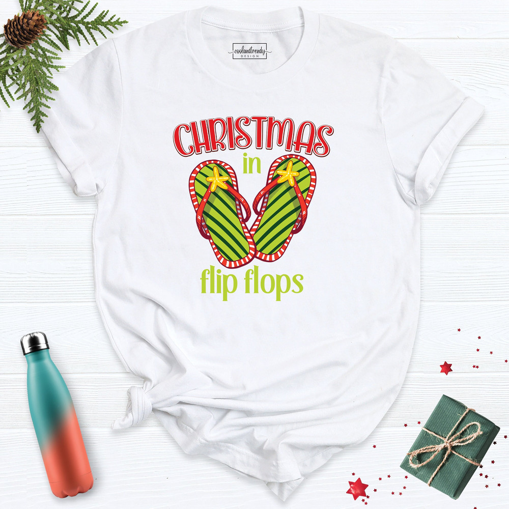 Christmas In Flip Flops Shirt, Beach Aloha Christmas Tee, Christmas in July Tshirt, Beach Christmas Tee, Christmas Tropical Party Outfit.jpg
