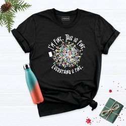 christmas light im fine everything is fine shirt, christmas teacher shirt, christmas light shirt, christmas gnomes shirt