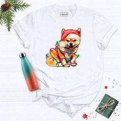 christmas shiba dog shirt, christmas dog shirt, cute christmas dog tee, funny shiba shirt, shiba christmas lights tee, c