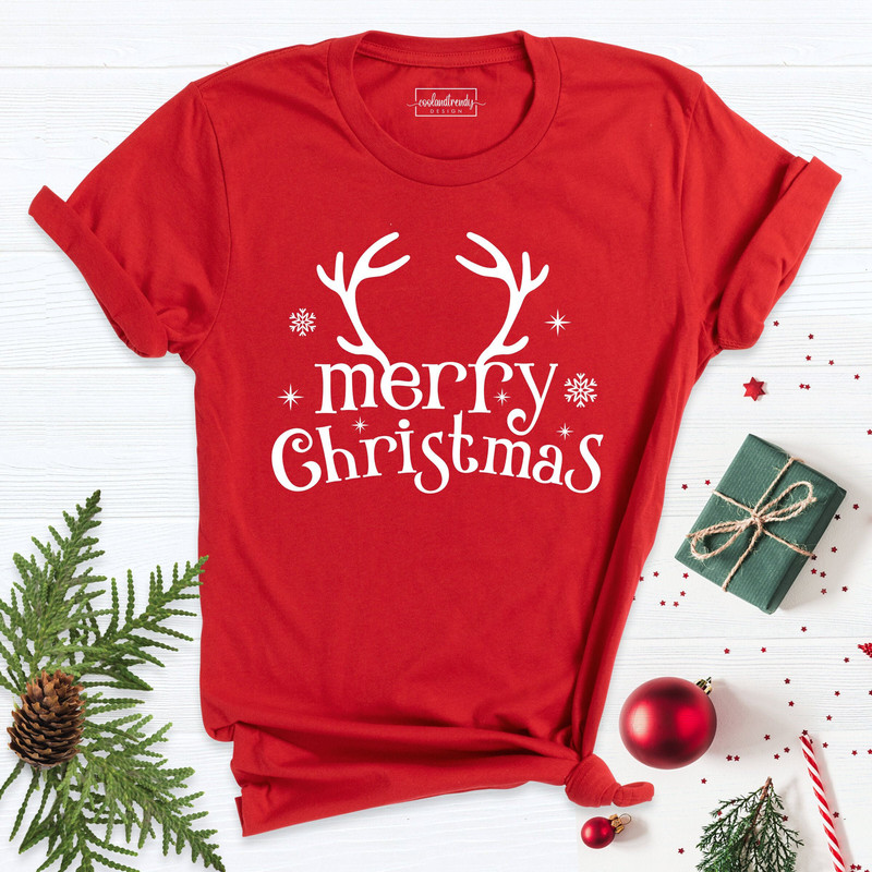 Christmas T-Shirt, Christmas Shirt, Christmas Deer Shirt, Deer Antlers Tee, Christmas Tee Shirt, Merry Shirt.jpg