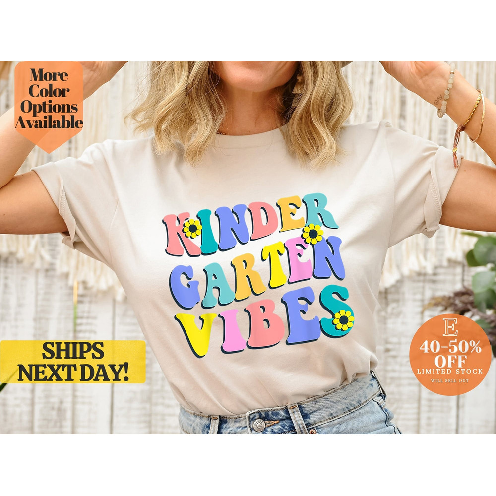 Colorful Kindergarten Vibes T-Shirt for Kids, Bright and Fun Kindergarten Vibes Tee for Children, Playful Kindergarten T-Shirt with Colors.jpg
