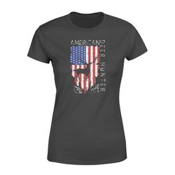 american flag deer hunting &8211 gifts for hunters distressed us t-shirt &8211 standard women&8217s t-shirt