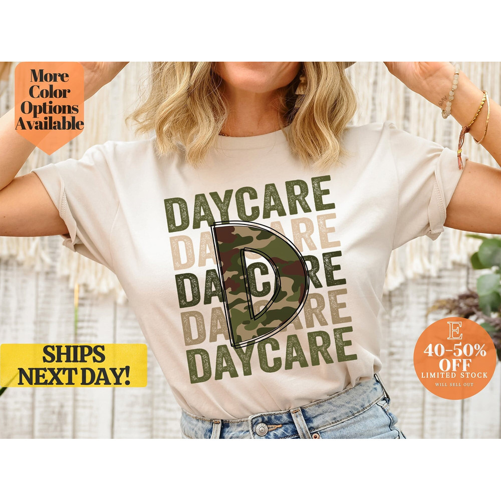 Daycare Army Camo T-Shirt - Childcare Uniform Tee, Elegant and Eye Catching army camo t shirts for Daycare.jpg