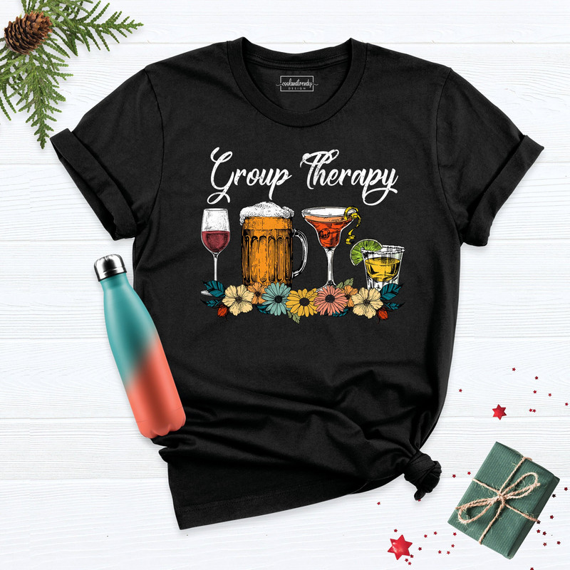 Group Theraphy Shirt, Christmas Wine Bling Shirt, Christmas Santa Bling Shirt, Girls Weekend Shirts, Girl Group Vacation, Drinking T-Shirt.jpg