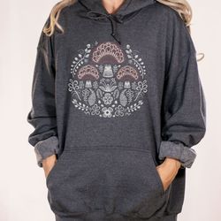 folk art magic mushroom hoodie scandinavian norse mythology sweatshirt  pagan vintage nordic swedish botanical garden lo