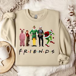retro 'friends christmas' pullover spread holiday cheer, vintage-inspired 'friends' xmas sweater- friendsgiving delight