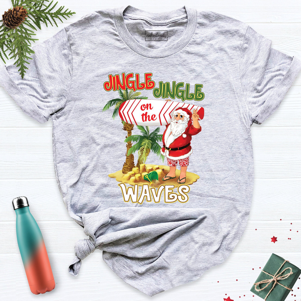 Jingle on the Waves Christmas Shirt, Hawaii Christmas Family Holiday Tee, Florida Christmas Vacation Tee, Tropical Beach Xmas Vacation Tee.jpg