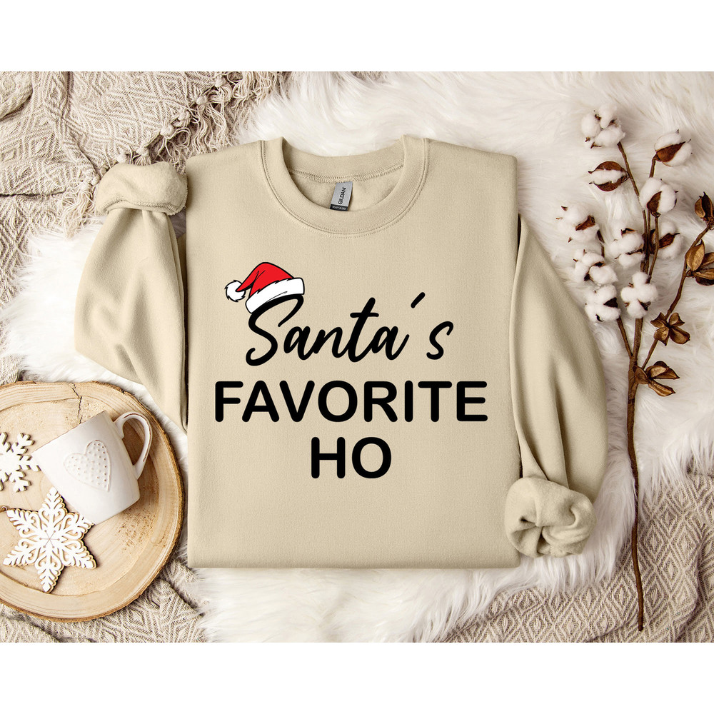 Santa's Favorite Ho Classic Holiday Sweatshirt - Adult Humor Tee, Vintage Santa's Favorite Ho Xmas Pullover.jpg