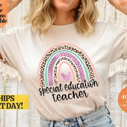 special education teacher rainbow t-shirt - inclusion awareness shirt, colorful rainbow special education teacher t-shir