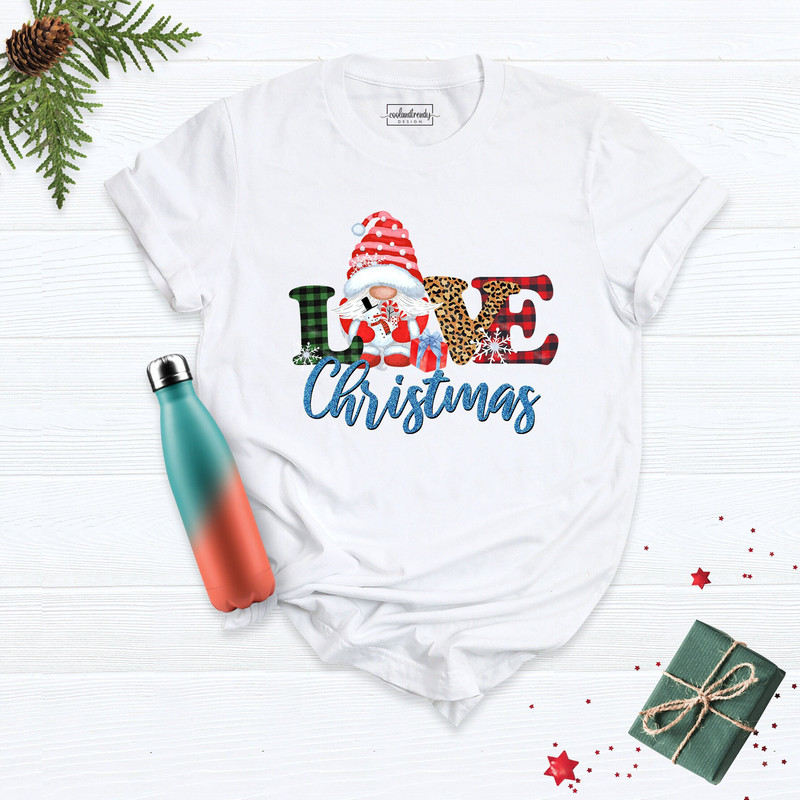 Love Christmas Shirt, Christmas Gnomes Shirt, Cheetah Print Christmas Shirt, Plaid Gnome, Gnome Funny Shirt, Christmas Gnome Tee, Xmas Tee.jpg