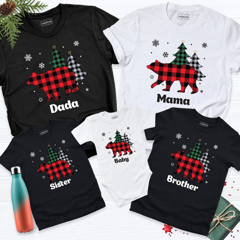 Matching Family Bear Christmas Shirt, Custom Family Christmas Shirt, Personalized Tree Christmas Couple Tee, Family Matching Xmas Shirt.jpg