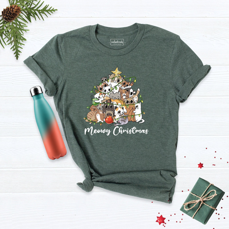 Meowy Shirt, Christmas Cat Shirt, Christmas Gift Tee, Funny Christmas Shirt, Christmas Shirt, Holiday Shirt, Family Christmas Tee.jpg