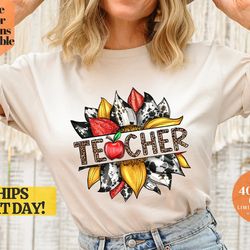 teacher sunflower glitter tee, teacher appreciation gift, back to school shirt, cute teacher sunflower glitter t-shirt