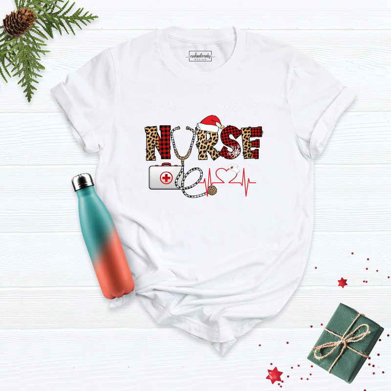 Nurse Christmas Tree Shirt, Nurse Leopard Tshirt, Christmas Nursing Shirt, Merry Nurse TShirt, Christmas Hospital Tee, Nurse Worker Xmas Tee.jpg