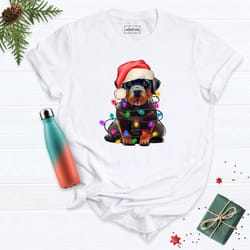 rottweiler christmas shirt, christmas reindeer rottweiler tee, rottweiler christmas tree lights shirt, christmas party s