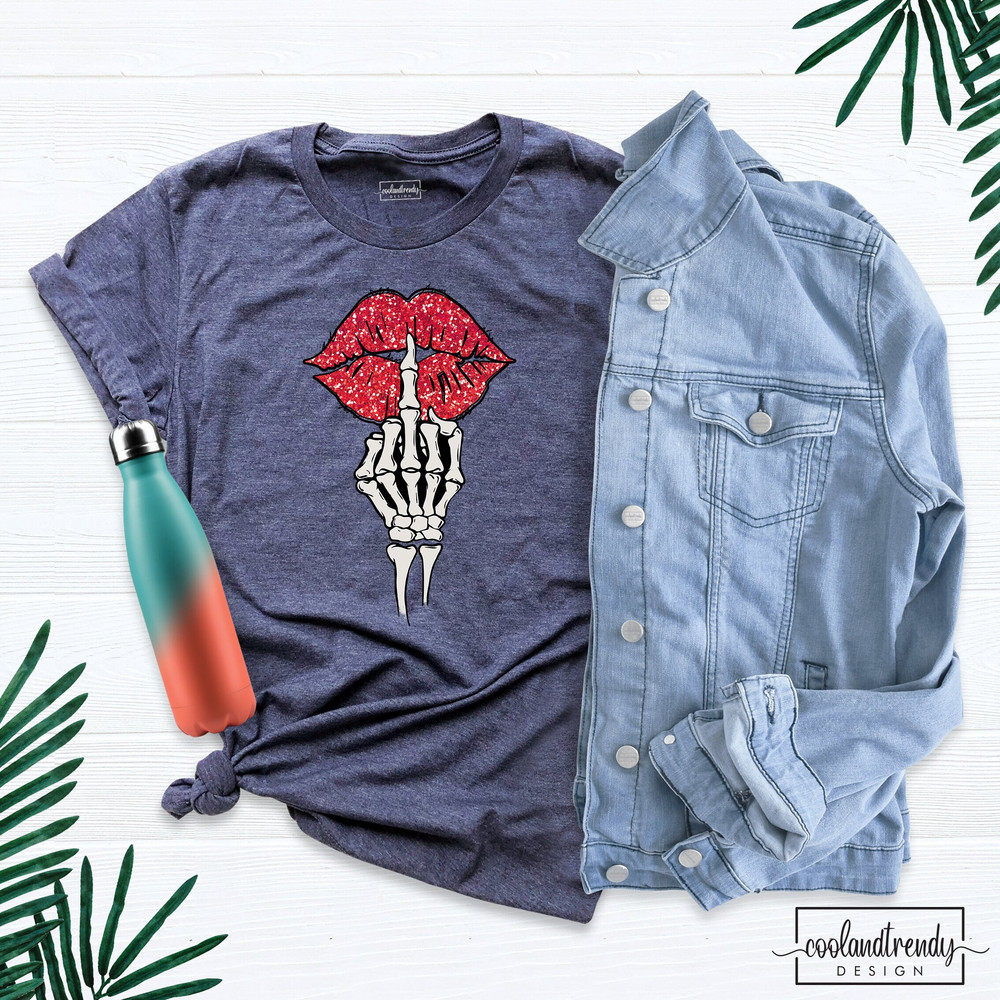 Skeleton Middle Finger Shirt, Skeleton Shirt, Middle Finger Shirt, Skeleton Lips T-shirt, Kiss shirt, Red Lips Shirt, Skeleton Hand shirt.jpg