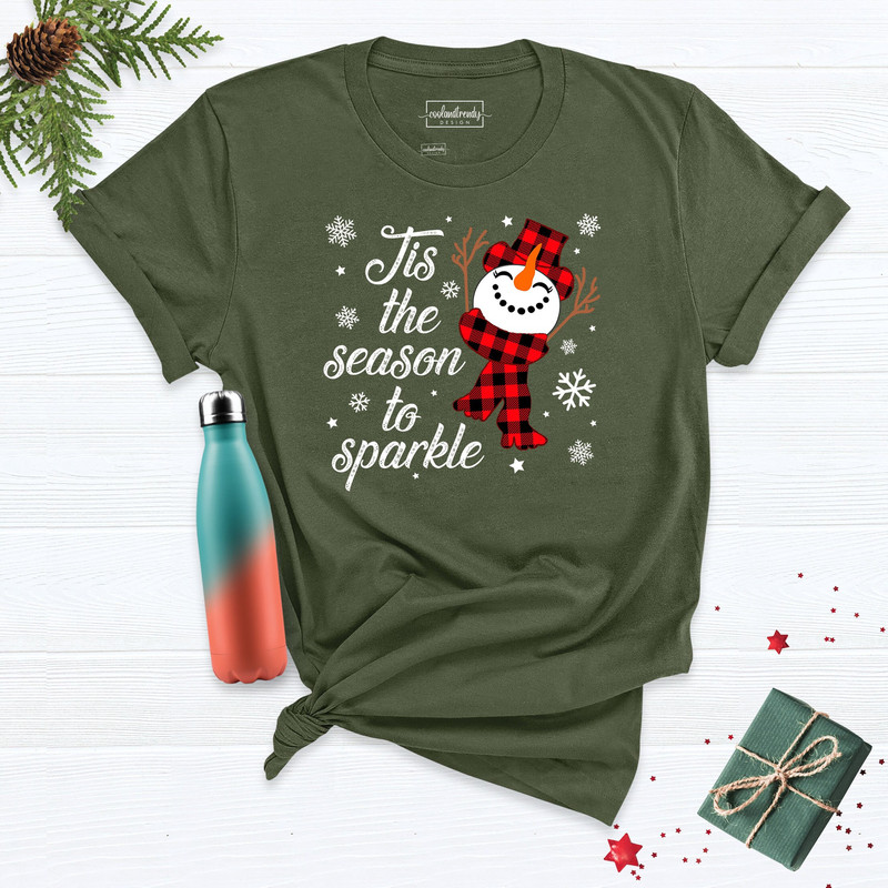 This Is The Season To Sparkle Shirts, Santa Claus Christmas Shirts, Family Matching Tee, Cute Xmas Shirt, Christmas Shirt, Happy Snowman Tee.jpg
